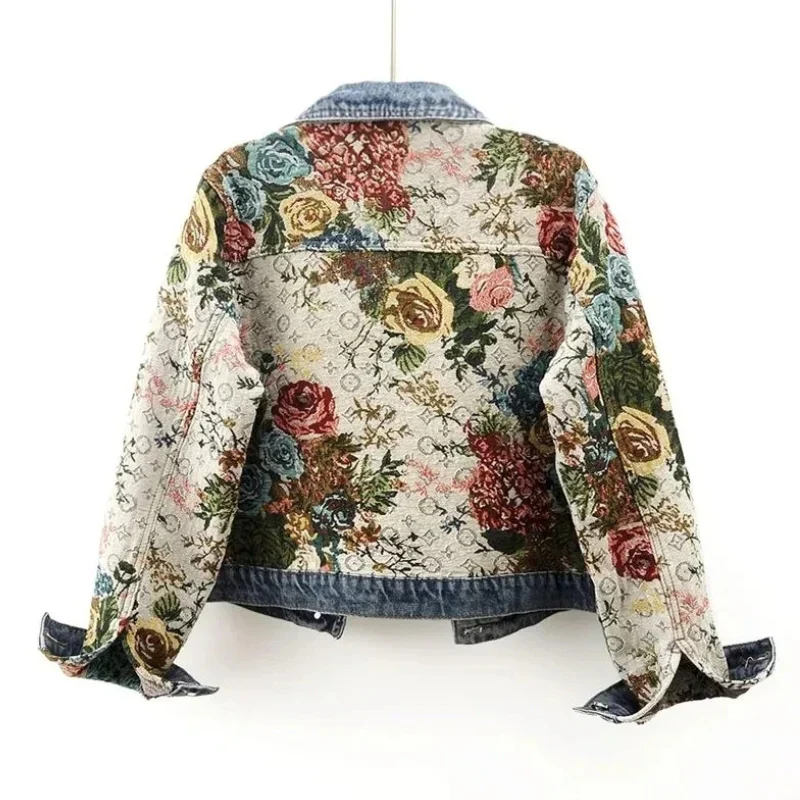 Damen Jeansjacke mit Blumenmuster im Vintage-Stil - Stilvoll & Klassisch