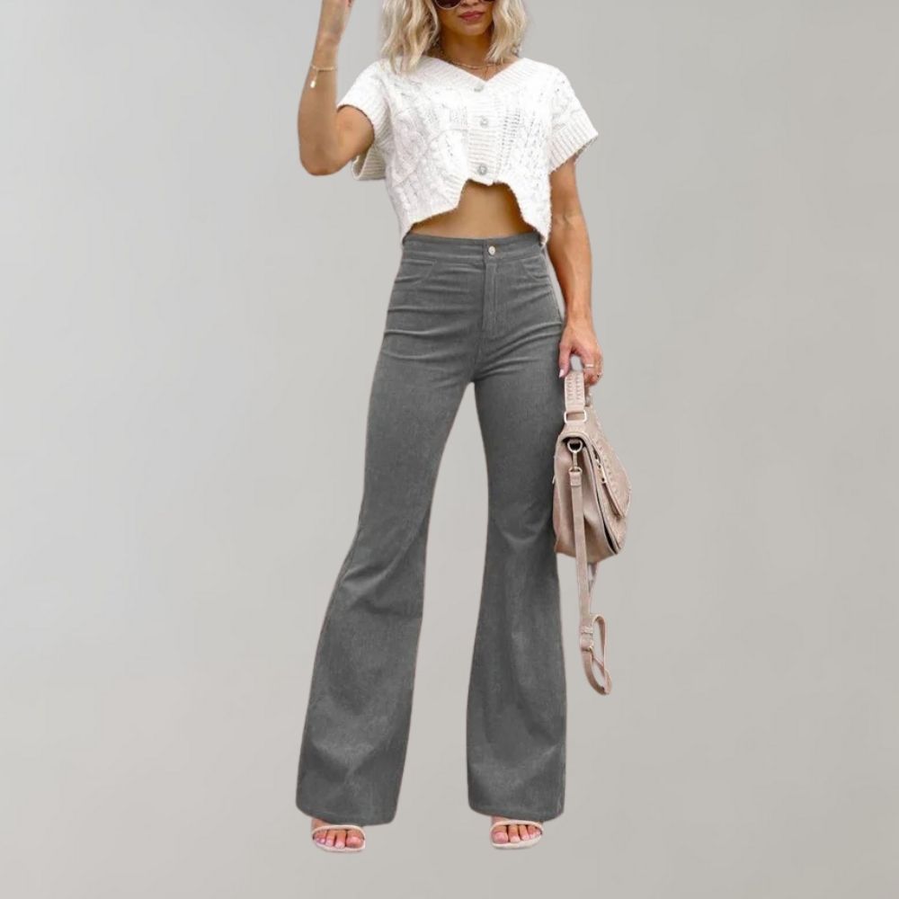 Damen Schlagjeans - High-Waist mit Knopfleiste