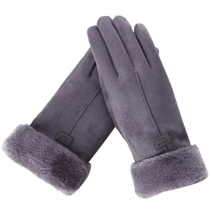 Damen Winterhandschuhe - Glatte Oberfläche und Flauschige Stulpe