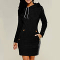 Damen Kapuzen-Jumper-Kleid - Entspannt & Über-dem-Knie