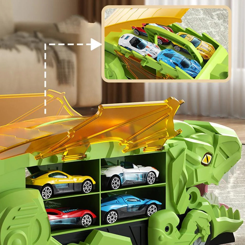 Dinosaurier Spielzeug-LKW Spielset - Träger Aufbewahrung mit Mini Rennautos