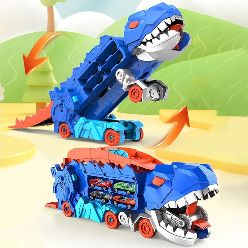 Dinosaurier Spielzeug-LKW Spielset - Träger Aufbewahrung mit Mini Rennautos