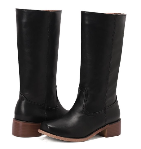 Damen Kniehohe Stiefel - Blockabsatz Zum Hineinschlüpfen