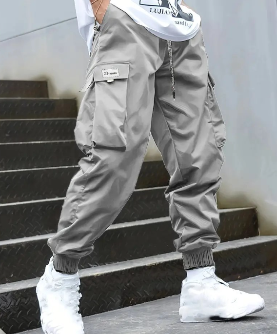 Herren Eng zulaufende Cargo Hose - Entspannte Passform mit Tunnelzug in der Taille