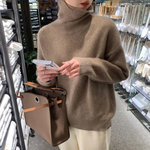 Damen Strickpullover - Rollkragen mit Übergroßem Schnitt