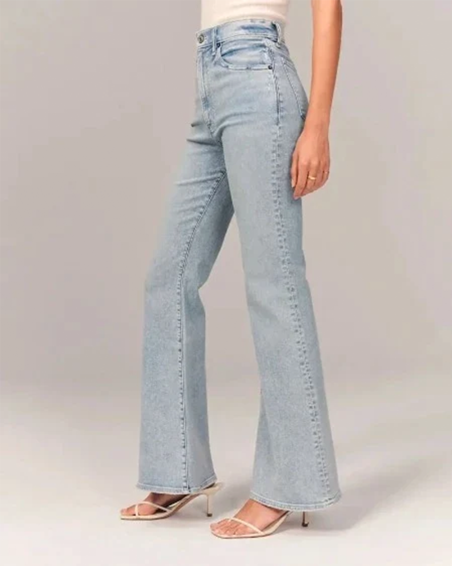 Damen Hoch Taillierte Schlagjeans - Dehnbare Passform