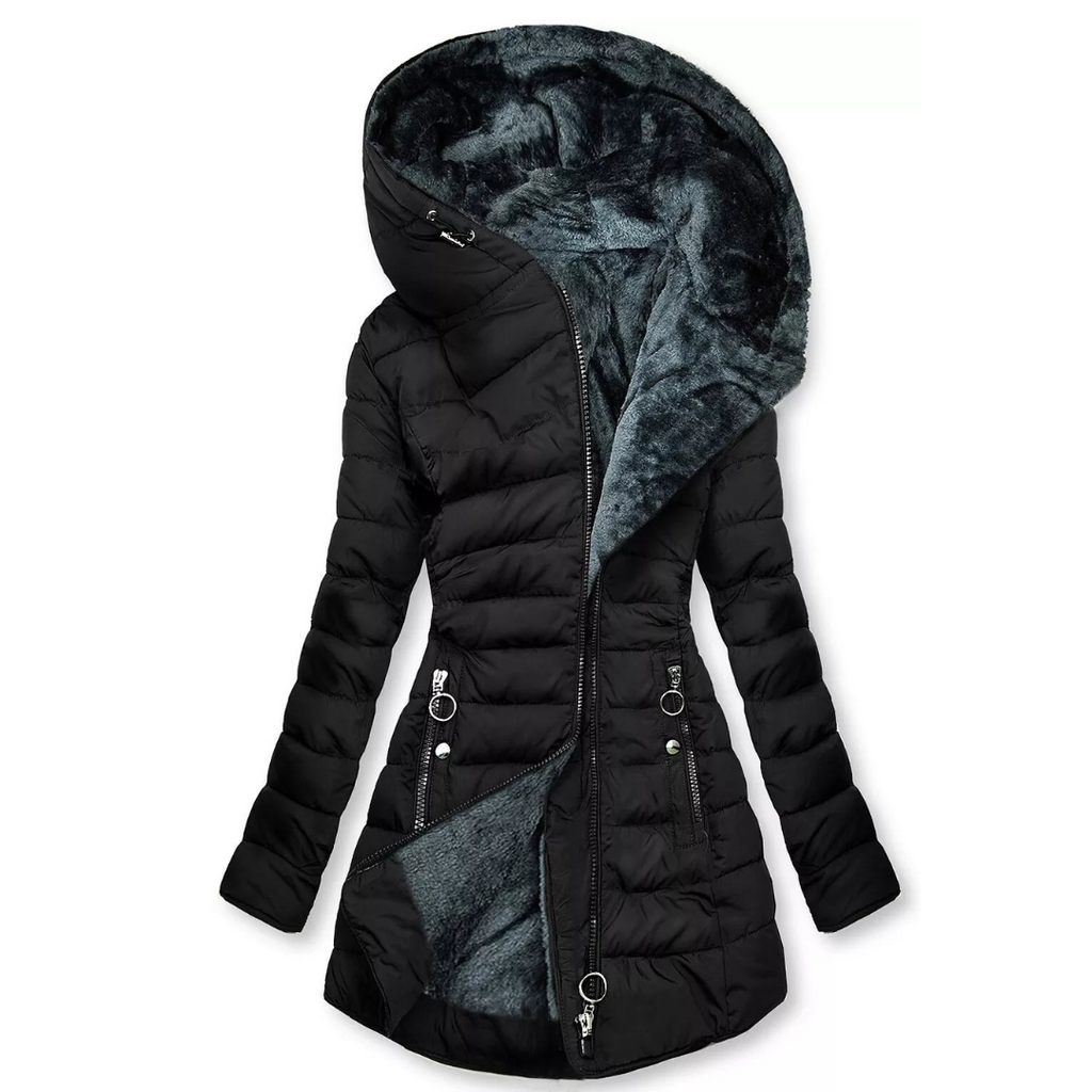 Damen Slim Fit Wintermantel - Gesteppt mit Kapuze