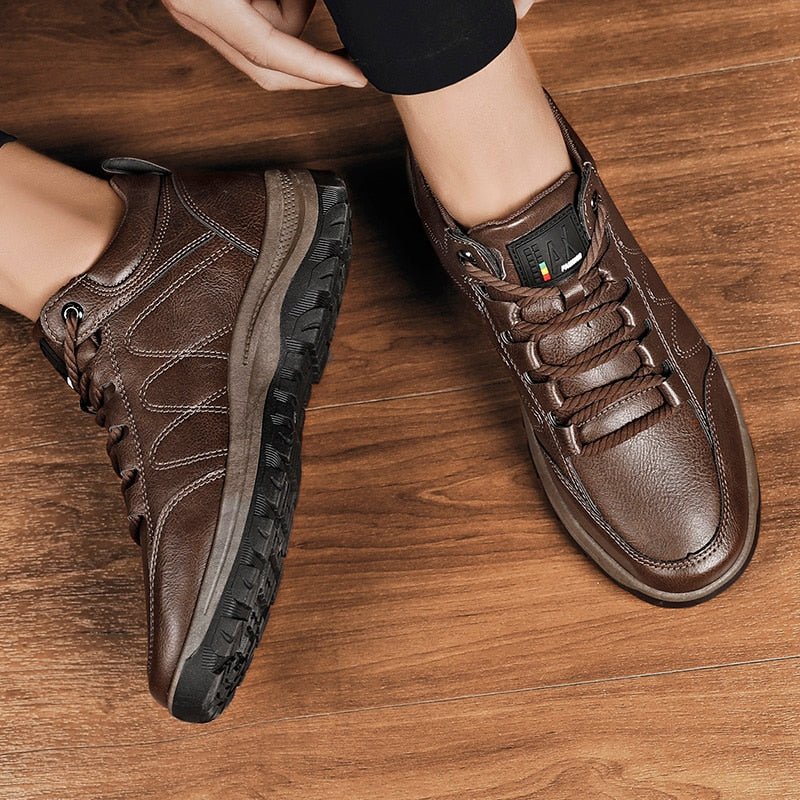 Men's Orthopaedic Leather Trainers - ALPINE WEAR
