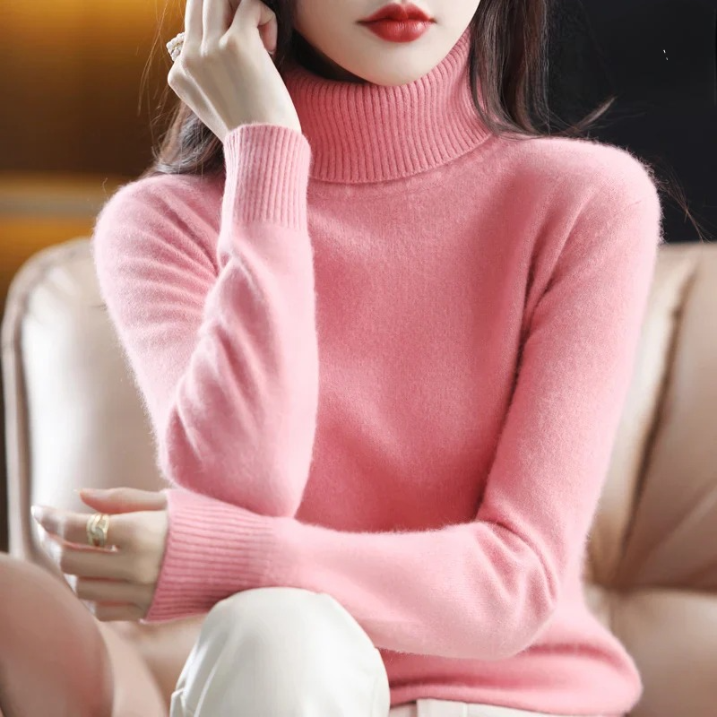 Damen Kaschmir Rollkragenpullover – Flauschig und Gestrickt