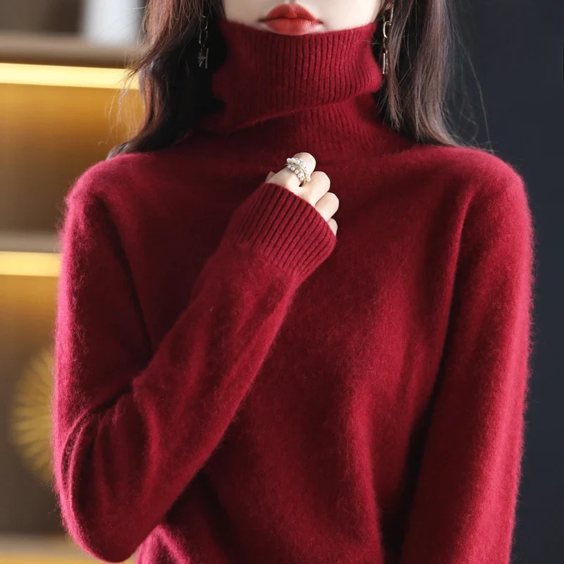Damen Kaschmir Rollkragenpullover – Flauschig und Gestrickt