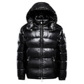 Herren Glänzende Steppjacke – Kurze Puffer-Jacke mit Kapuze