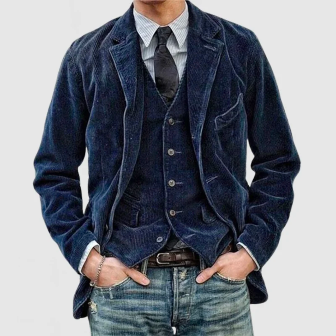Herren Mantel im Vintage-Stil aus Cord - Taillierte Passform & Strukturiert