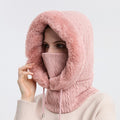 Damen Gestrickte Balaclava Mütze - Hoodie & Plüschbesatz
