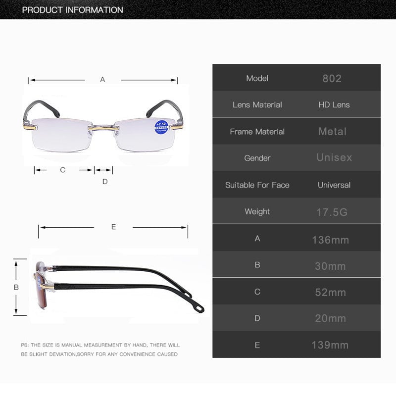 Sapphire high hardness anti - blue progressive Far And Near Dual - Use Reading Glasses - ALPINE WEAR