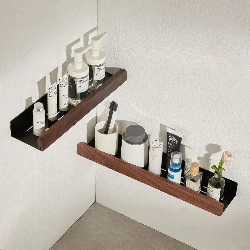 Solid Wood and Aluminium Punch - Free Bathroom Shelf - ALPINE WEAR
