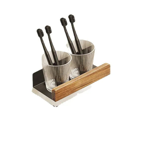 Solid Wood and Aluminium Punch - Free Bathroom Shelf - ALPINE WEAR