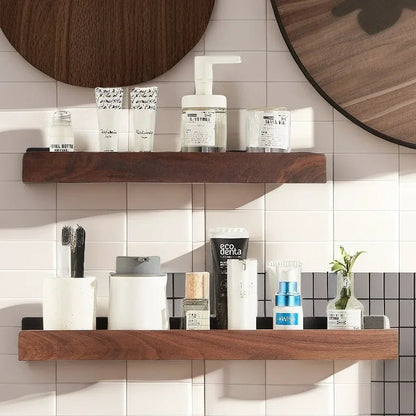 Solid Wood and Aluminium Punch - Free Bathroom Shelf - ALPINE WEAR