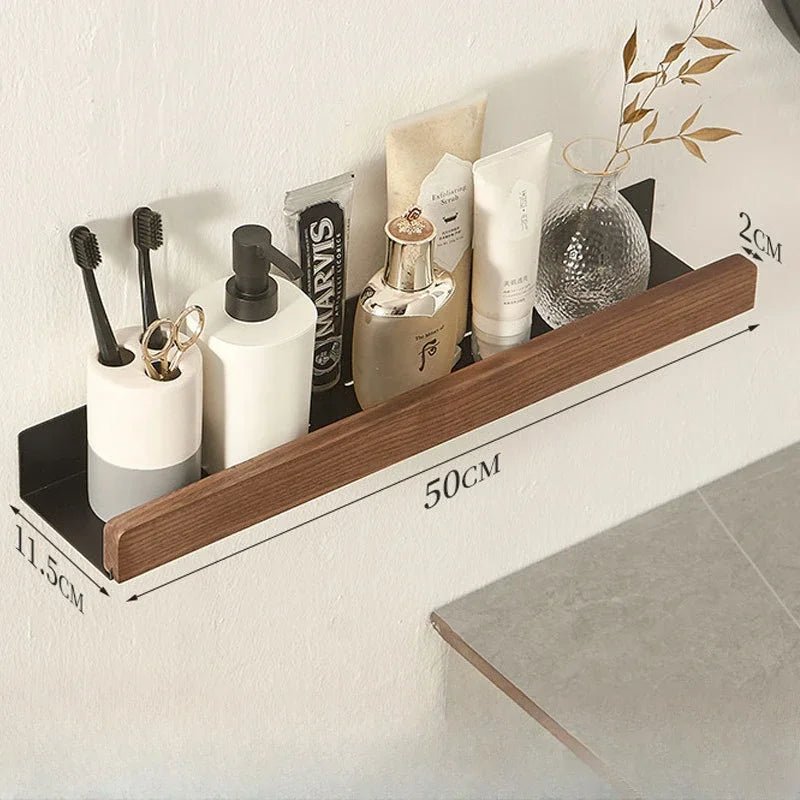 Solid Wood and Aluminium Punch - Free Bathroom Shelf - ALPINE WEAR