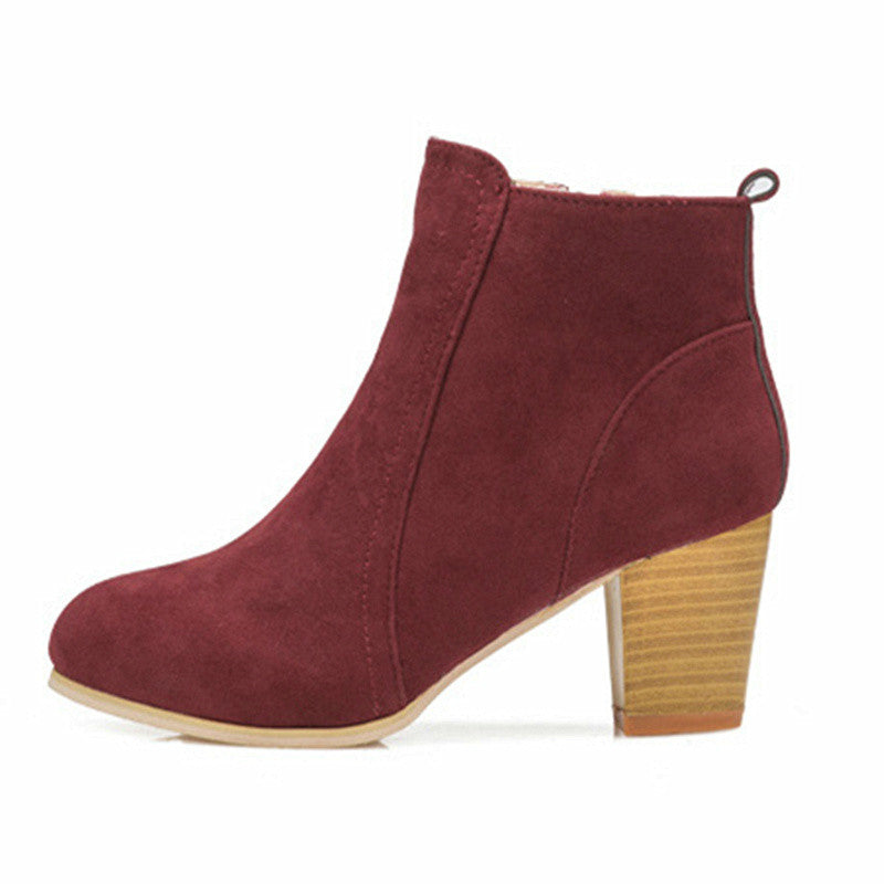 Damen Klassische Stiefeletten - Chunky-Absatz & Seitlicher Reißverschluss