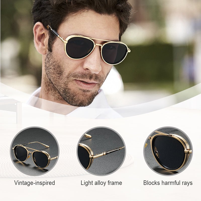 Unisex Vintage Steampunk Double Bridge Sunglasses - ALPINE WEAR
