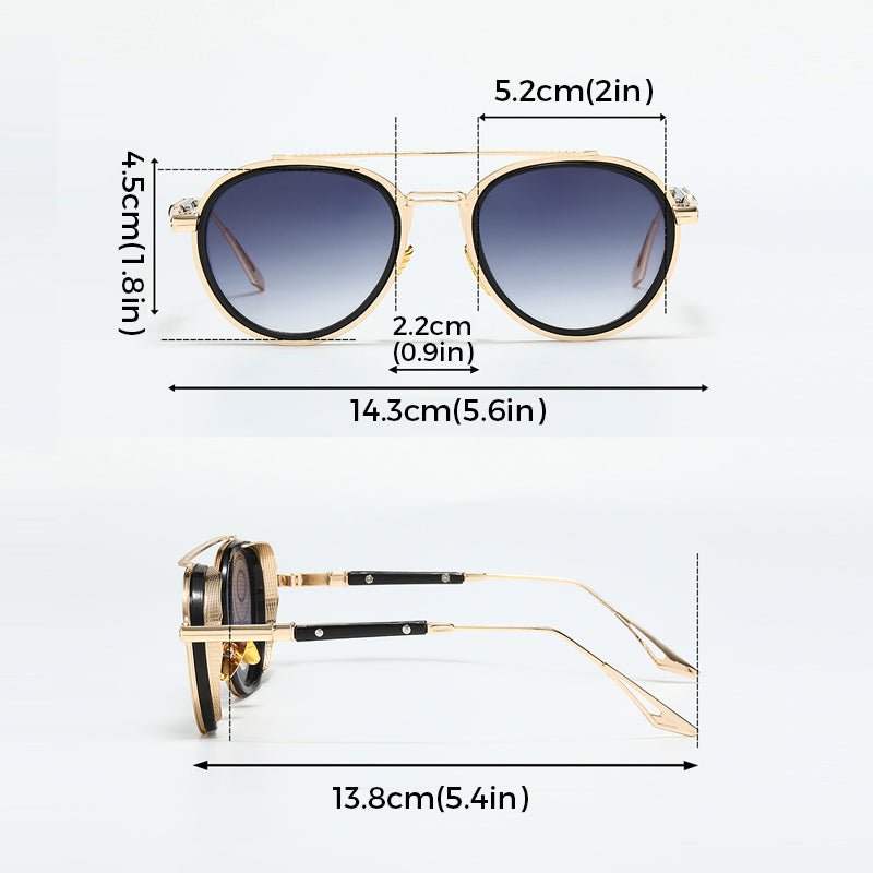 Unisex Vintage Steampunk Double Bridge Sunglasses - ALPINE WEAR