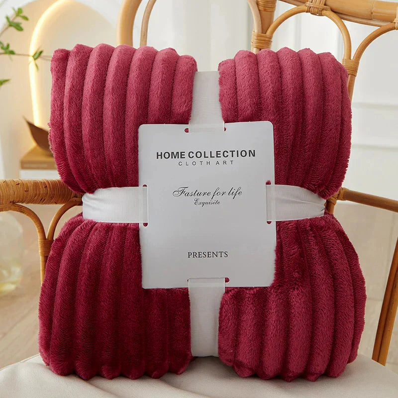 Breit Gestreifte Überwurfdecke - Gerippte & Weiche Textur