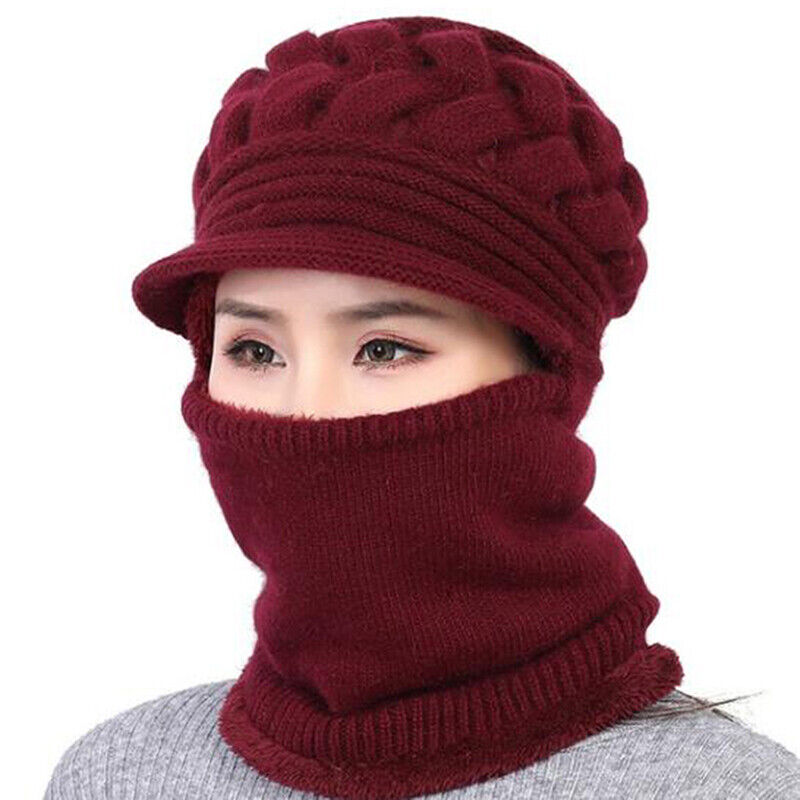 Damen Winter Balaklava Mütze - Krempenhut mit Gesichtsmaske