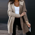 Damen Zweifarbiger Oversize Cardigan - Langer Gestrickter Hoodie