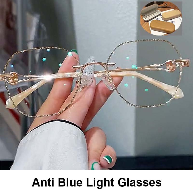 Women's Synthetic Diamonds Rimless Anti Blue Light Glasses - ALPINE WEAR