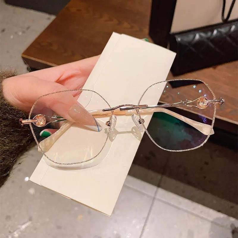 Women's Synthetic Diamonds Rimless Anti Blue Light Glasses - ALPINE WEAR