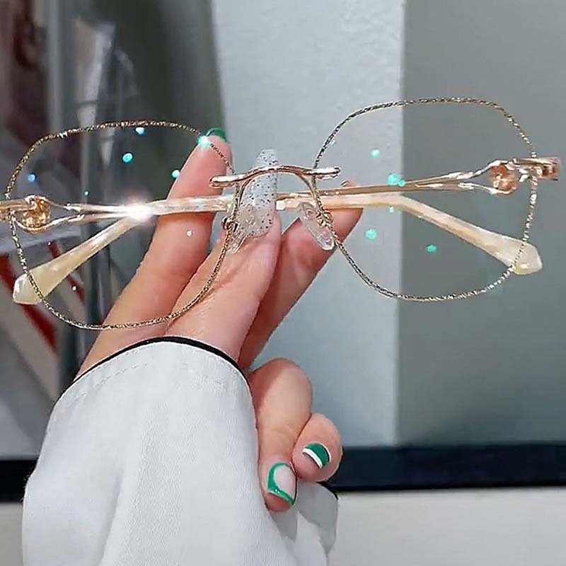 Women's Synthetic Diamonds Rimless Anti Blue Light Glasses - ALPINE WEAR