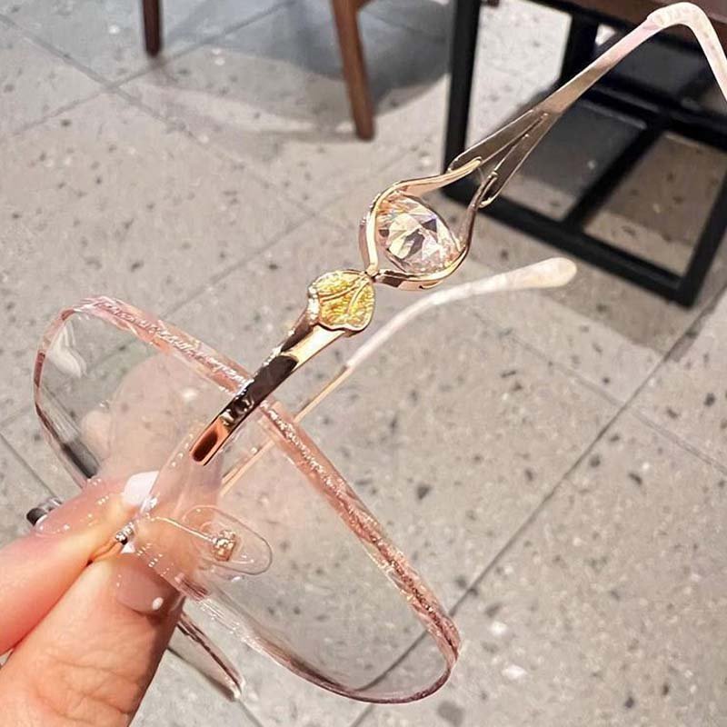 Women's Synthetic Diamonds Rimless Anti Blue Light Glasses - ALPINE WEAR